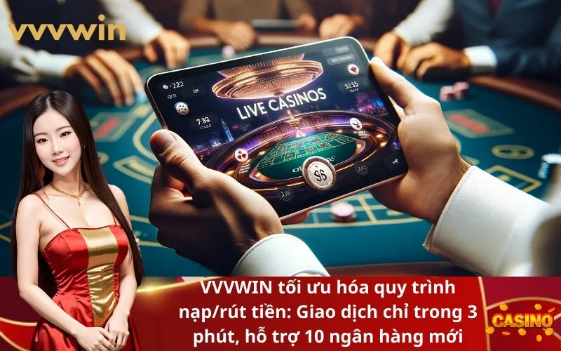 VVVWIN tối ưu hóa quy trình nạprút tiền Giao dịch chỉ trong 3 phút, hỗ trợ 10 ngân hàng mới